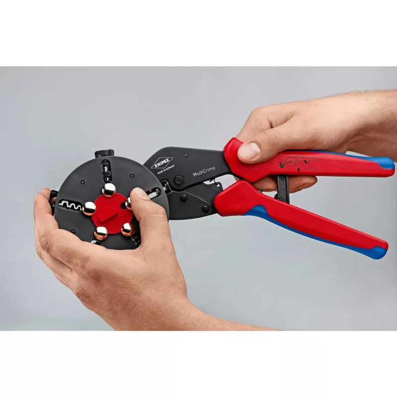 Knipex 97 33 02 káblové krimpovacie kliešte krimpovací nástroj modrý, červený