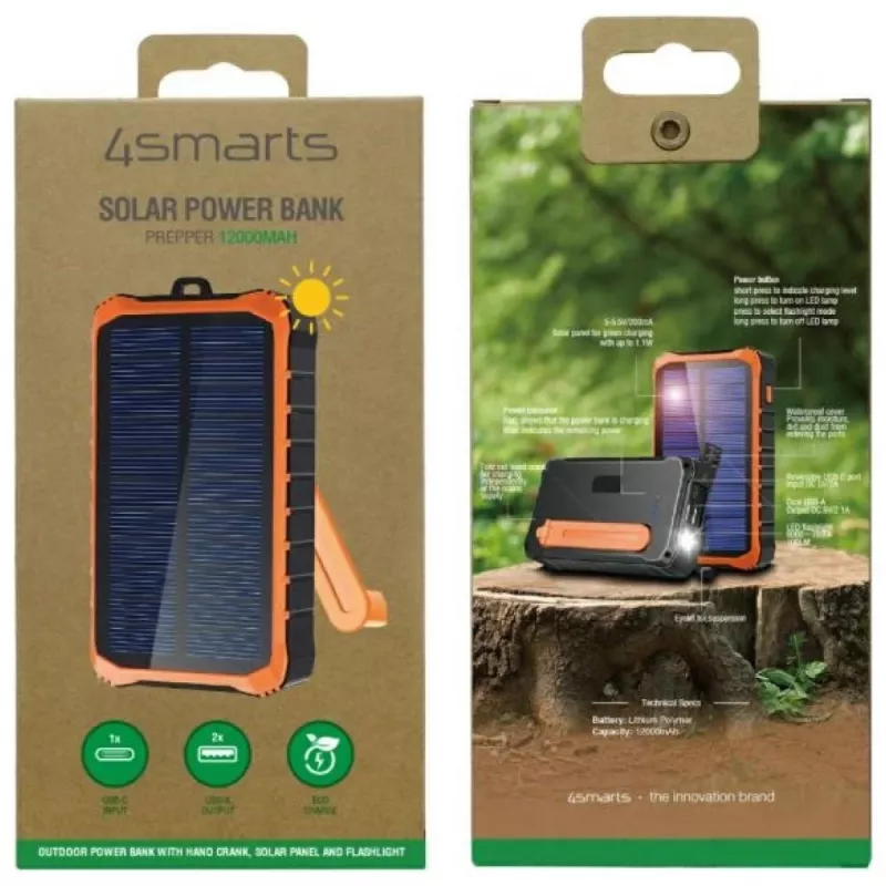 Powerbank Propper Solar 12000mAh sivý