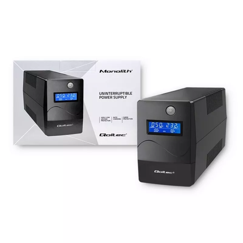 Qoltec Monolith UPS dvojitá konverzia online 0,65 kVA 360 W 2 AC zásuvky
