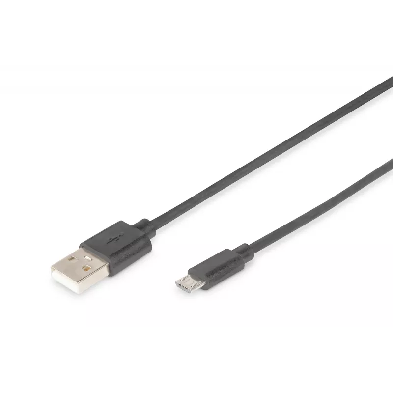 Assmann USB prepojovací kábel, Type-A - Micro B, M/M, 1,0 m, kompatibilný s USB 2.0, UL, čierny (AK-300127-010-S)
