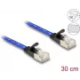 Sieťový kábel DeLOCK RJ45 plochý Cat.6A 0,3 m modrý
