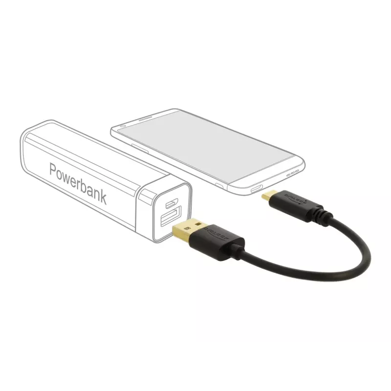DeLOCK USB nabíjací kábel Type-A na USB Type-C 15 cm čierny