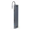 Gembird A-CM-COMBO9-01 USB Type-C 9-in-1 multi-port adaptér (USB hub + HDMI + VGA + PD + čítačka kariet + LAN + 3,5 mm audio), Space Grey