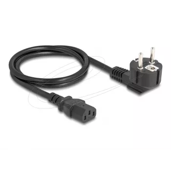 Napájací kábel DELOCK CEE 7/7 (E+F) na IEC C13 90° zahnutý, 1 m, H05VV-F 3x1,00 mm², čierny