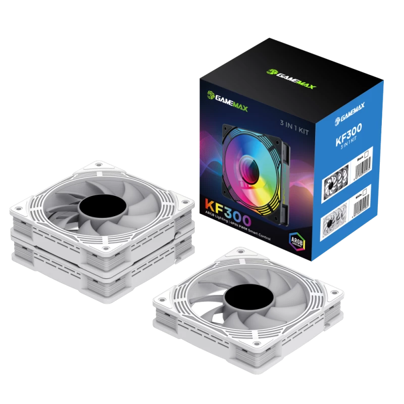 Gamemax | skriňový ventilátor | KF300 BK | biely