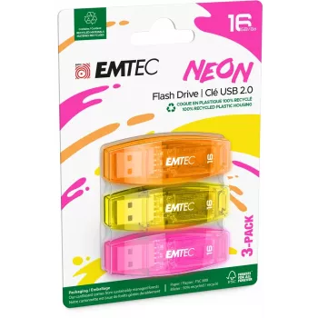 Emtec USB kľúč C-410 - USB 2.0 - 16 GB - NEON (ECMMD16GC410P3NEO)
