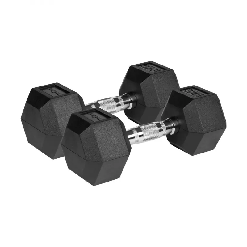 Gumované liatinové jednoručky HEX 2x10 kg REBEL ACTIVE