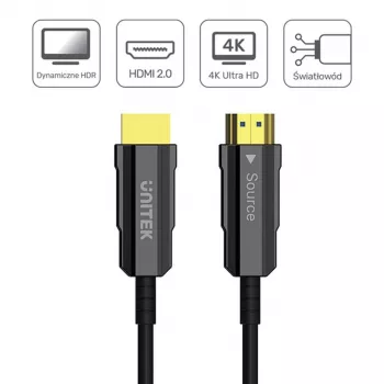 Optický HDMI kábel Unitek C11092ASL01 4K 60Hz (HDMI 2.0, 20 m, konektor–konektor, čierny)