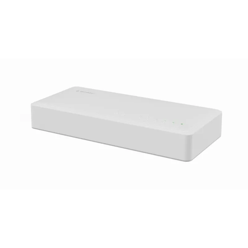 Neupravovateľný switch GEMBIRD NSW-G8-01 – 8× Gigabit Ethernet (10/100/1000), biela, DC 5V