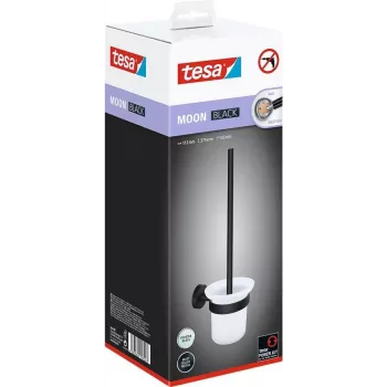 Tesa MOON čierna - WC kefa a držiak - čierna - biela - sklo - kov - 112 mm - 145 mm