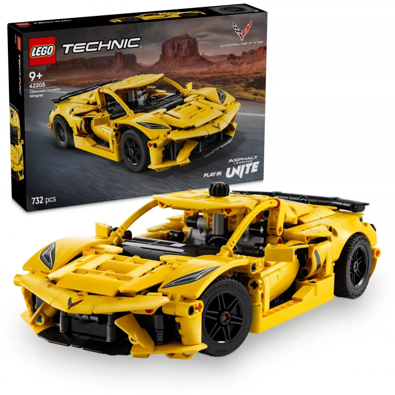 LEGO Technic Corvette Stingray 42205 2-in-1 kabriolet a kupé model, 732 dielov, 80×270×140 mm