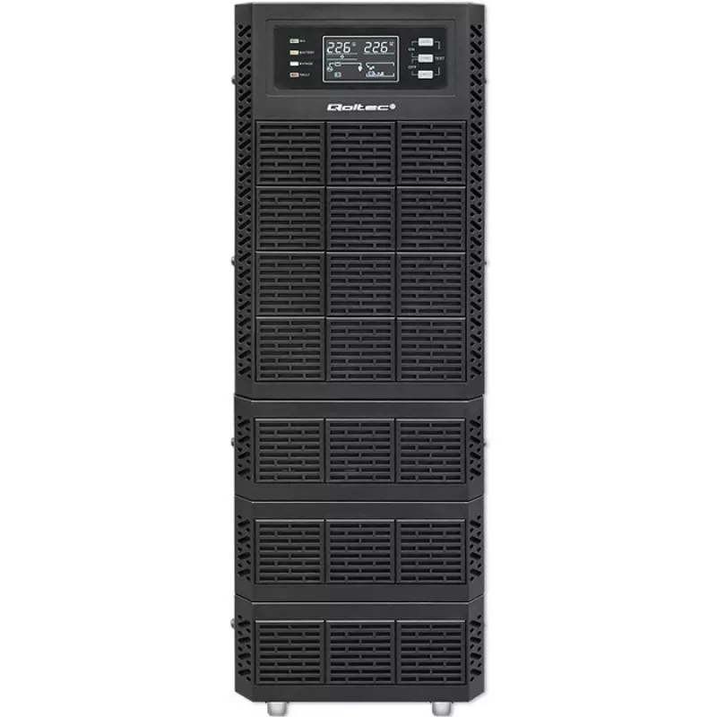 Qoltec 52284 UPS neprerušiteľný zdroj napájania | 10kVA | 10000W | účinník 1,0 | LCD | EPO | USB | online