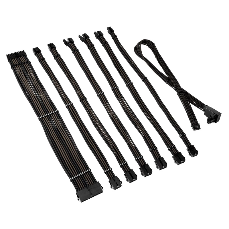 Kábelový/adapterový kit Kolink Core Pro opletené predlžovacie káble 12V-2x6 Typ 2 – hlbokočierna/gunmetal