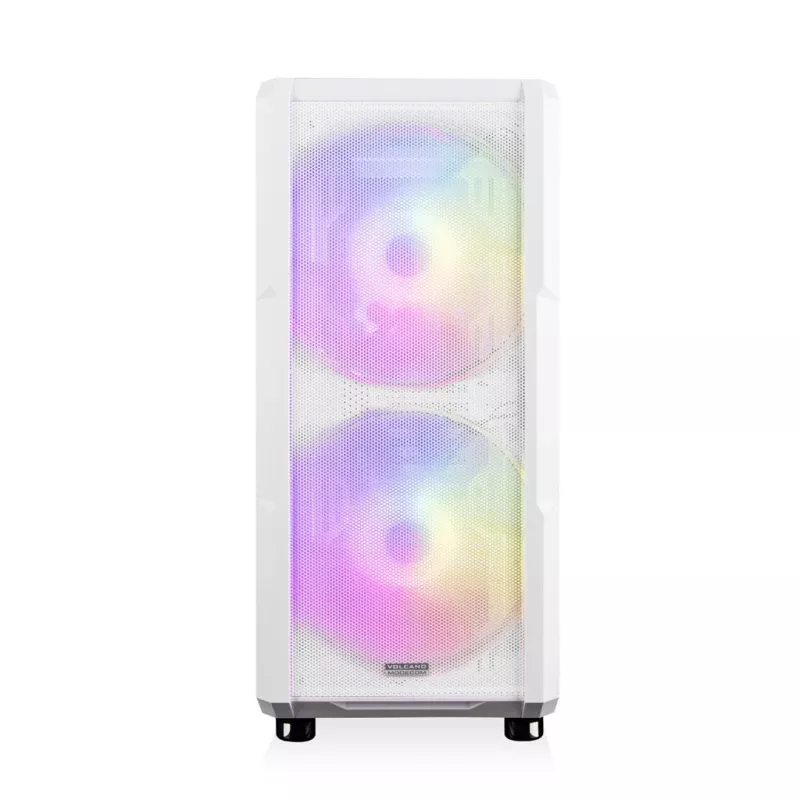 PC skriňa MODECOM AMIRANI ARGB Midi Tower biela — ATX/ITX, 35 cm GPU, 16,5 cm CPU chladič, 2x200 mm ventilátory