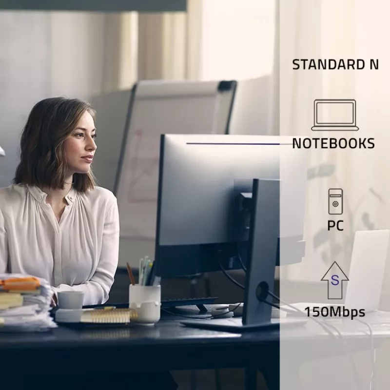 Kompaktný bezdrôtový mini USB Wi-Fi adaptér QOLTEC 57007 – Single-Band 2,4 GHz, až do 150 Mbit/s, interná anténa