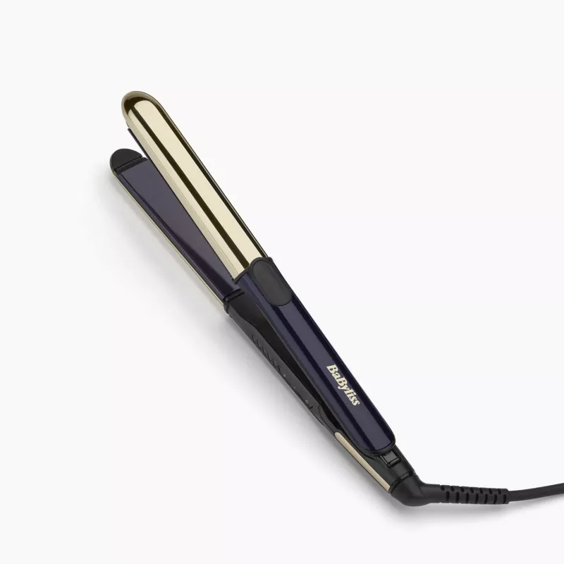 Žehlička na vlasy BABYLISS ST484E — keramické platne, Warm technológia, 230 V, 3,3 m kábel, čierna/zlatá