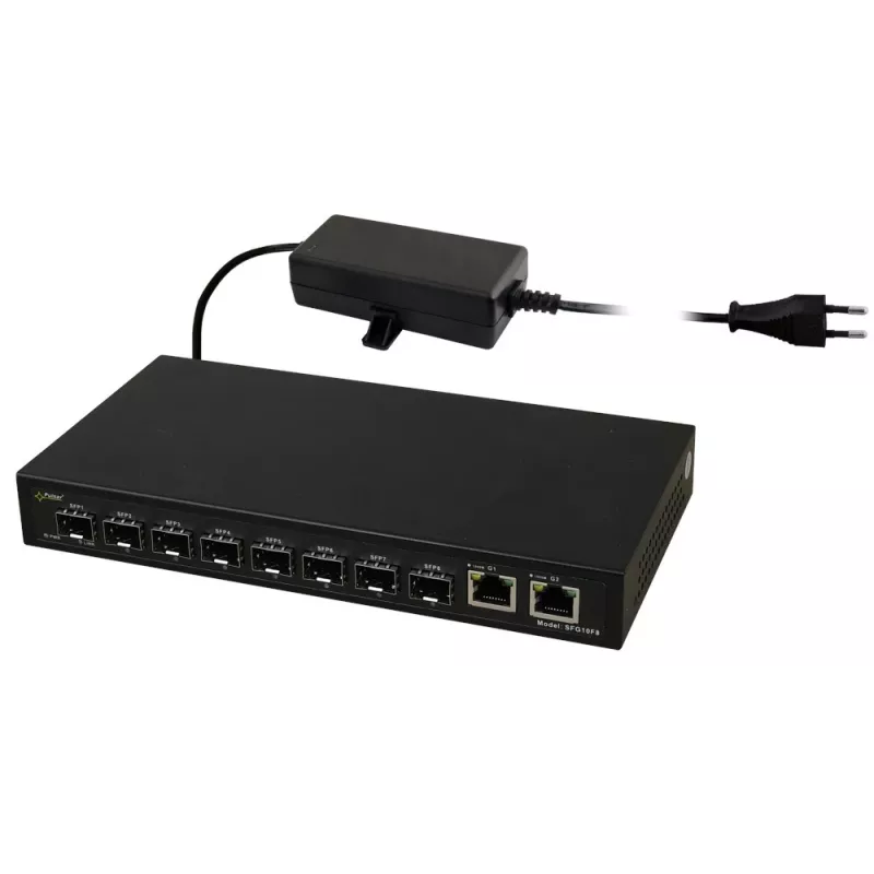 PULSAR SFG10F8 optický switch (8xSFP, 2xRJ45)