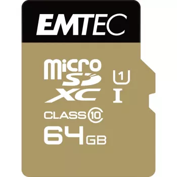 EMTEC Gold+ - pamäťová karta Flash (SD adaptér v balení) - 64 GB - Class 10 - microSD - zlatá (ECMSDM64GXC10GP)