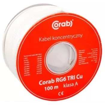 KOAXIÁLNY KÁBEL RG6 TRI Cu CORAB (100 m cievka) trieda A