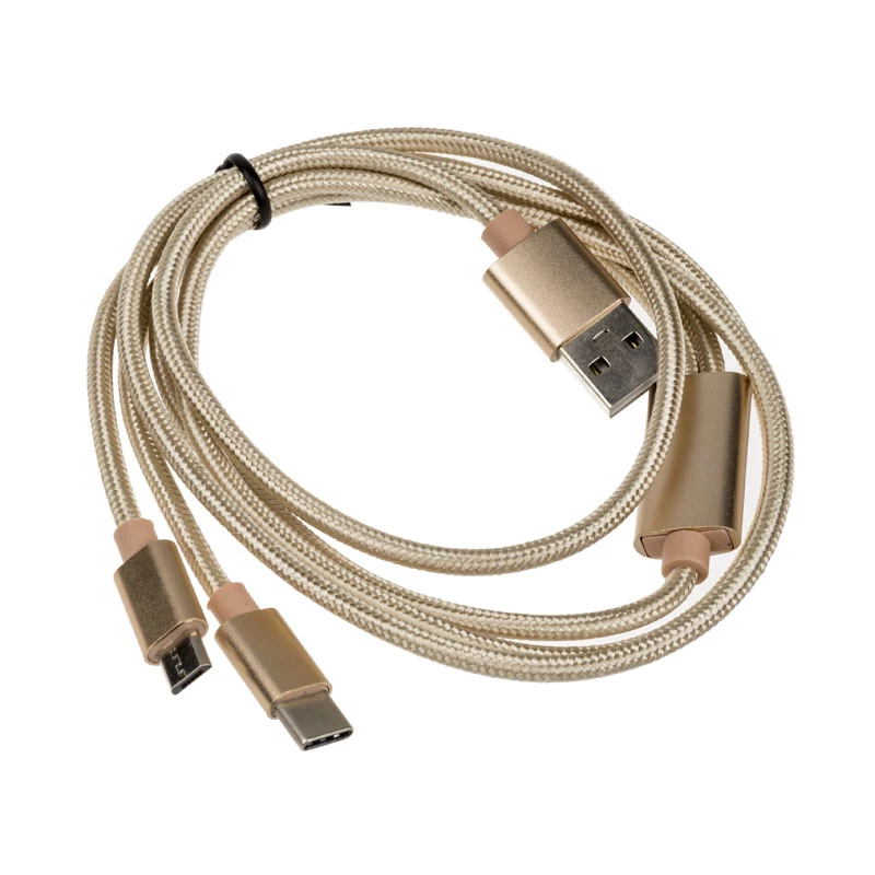 Akasa AK-CBUB42-12GL USB kábel 1,2 m USB 2.0 USB A USB C/Micro-USB B zlatý (AK-CBUB42-12GL)
