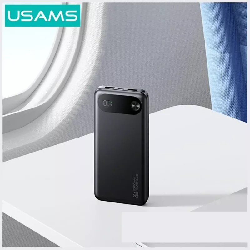 Powerbanka usams PB80 PD20W 10000mAh — prenosná nabíjačka, čierna