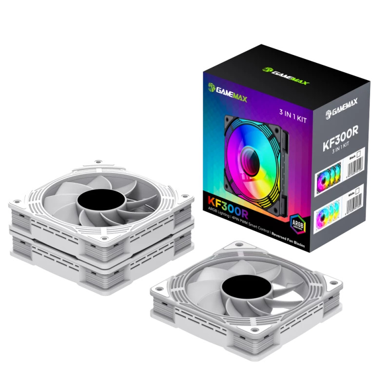Gamemax | skriňový ventilátor | KF300R BK | biely