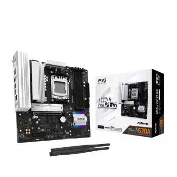 Základná doska ASROCK A620AM PRO RS WIFI AM5 microATX, AMD A620, 4× DDR5, Wi-Fi, HDMI, DP, 3× M.2, 2× SATA, 7.1 audio, 1Gb LAN
