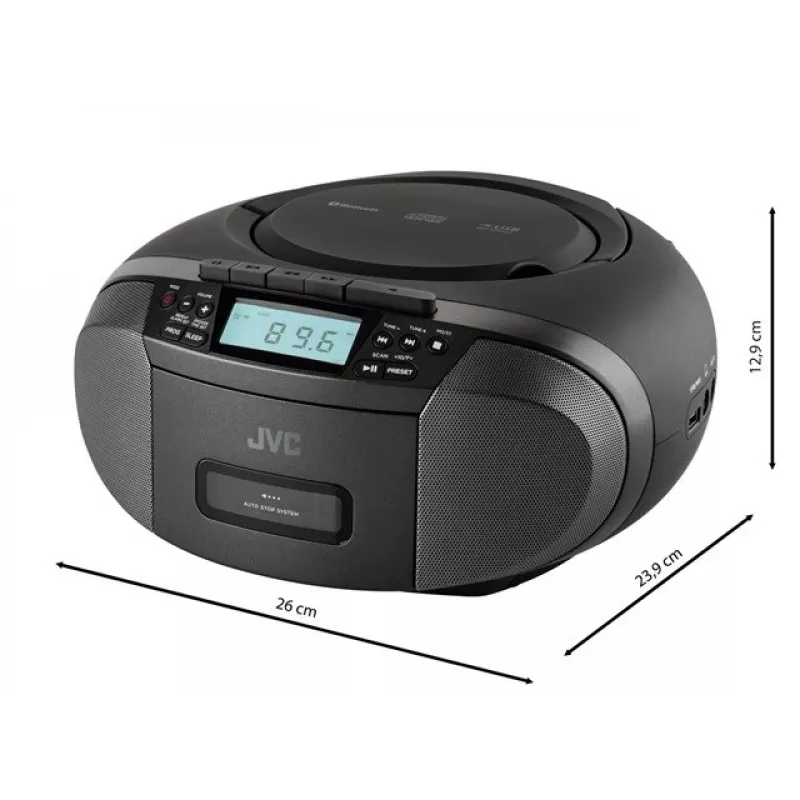 Rádioprehrávač JVC RC-E444B čierny s CD prehrávačom a FM tunerom
