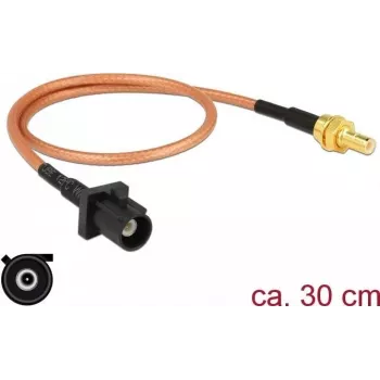 Koaxiálny kábel DeLOCK 89676 RG-316 0,3 m FAKRA A SMB čierny hnedý zlatý