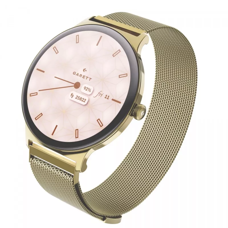 Smartwatch Garett Verona 2 Gold Mesh s Bluetooth a meračom srdcového tepu