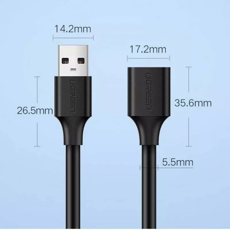Ugreen predlžovací kábel adaptér USB 3.0 (konektor samica) na USB 3.0 (konektor samec) 2 m (čierny)