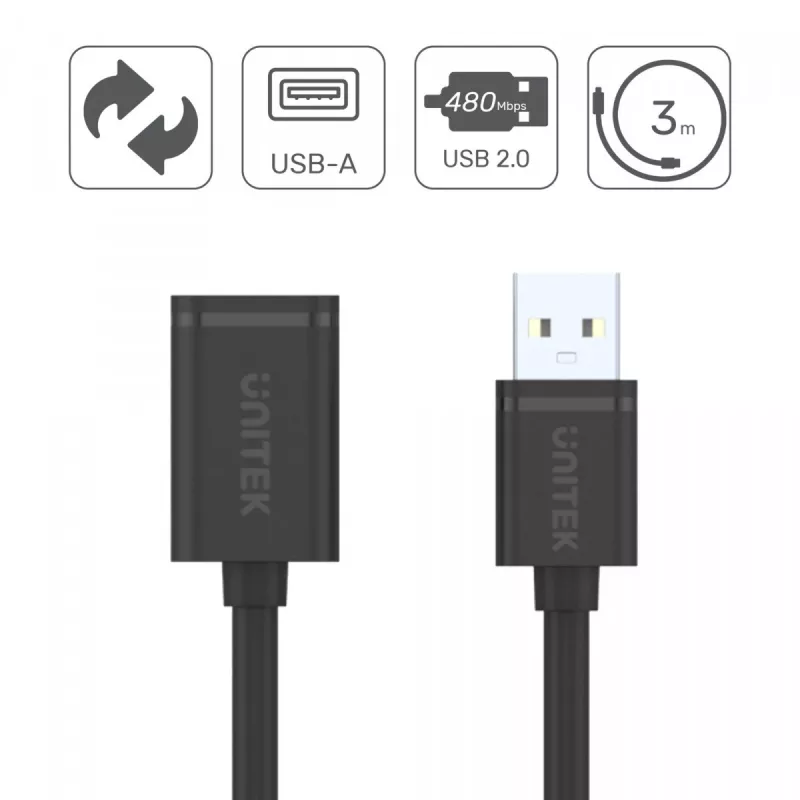 USB kábel UNITEK Y-C447GBK 0,5 m USB 2.0 čierny