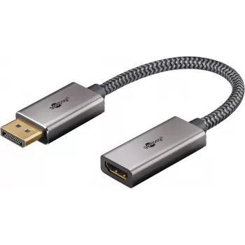Plus DisplayPort na HDMI adaptérový kábel, 4K @ 60Hz (sivá, 20 cm, 32 Gbit/s)