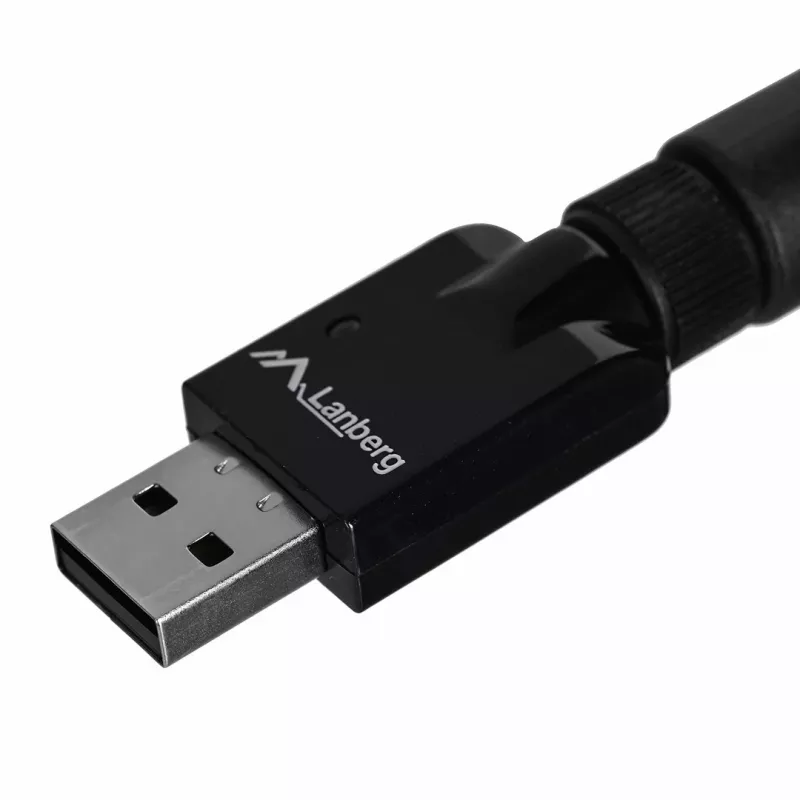 USB WLAN adaptér LANBERG NC-0300-WIE, USB 2.0, dve externé antény 5 dBi, WLAN 300 Mbit/s, Ethernet/WLAN, čierny