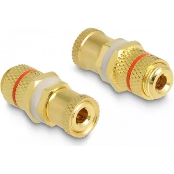 DeLOCK audio adaptér samica na samica červený krúžok 2 x samica zlatý