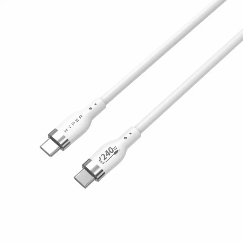 HYPER HyperJuice 240W silikónový USB-C na USB-C kábel (0,9 m/1 m) - biely