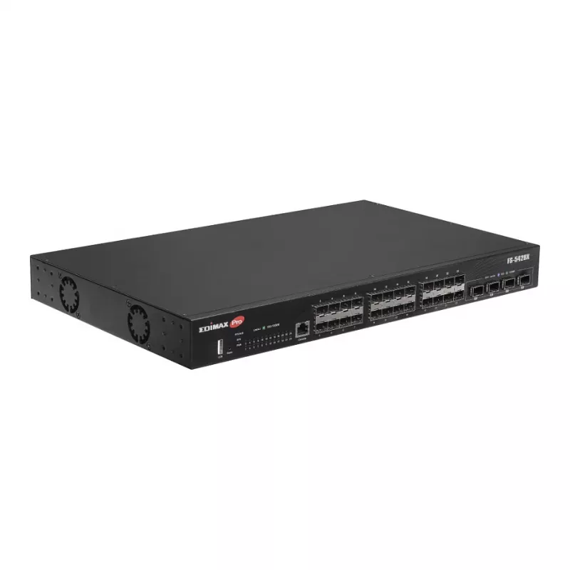 Sieťový switch EDIMAX FS-5428X — 24 Gigabit-SFP portov, 4 × 10GbE SFP+ porty