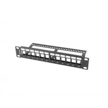 Rack slepý panel LANBERG PPKS-9112-B, 12-Port, 1HE, kov, sivý, 254×44,5×99,3 mm