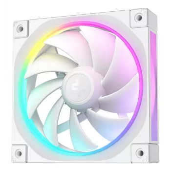 12 cm ventilátor do skrine DeepCool FL12 WH — balenie 3 ks, 120×120×25 mm, 2150 ot/min, 55 CFM, Fluid Dynamic Bearing, PWM, Multi-LED, 4-pin