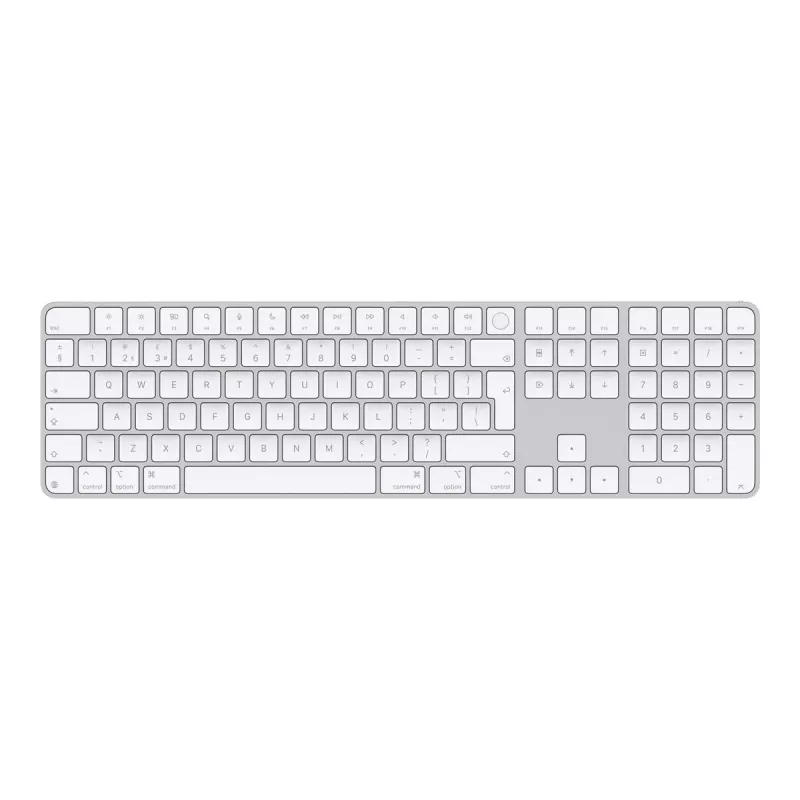 Apple Magic Keyboard s Touch ID a numerickou klávesnicou, UK English, biela (MXK73B/A)