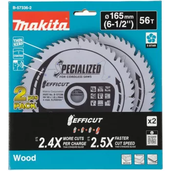Makita Efficut B-57336-2 kotúč na kotúčovú pílu, 165 x 20 mm, 56 zubov, 2 ks