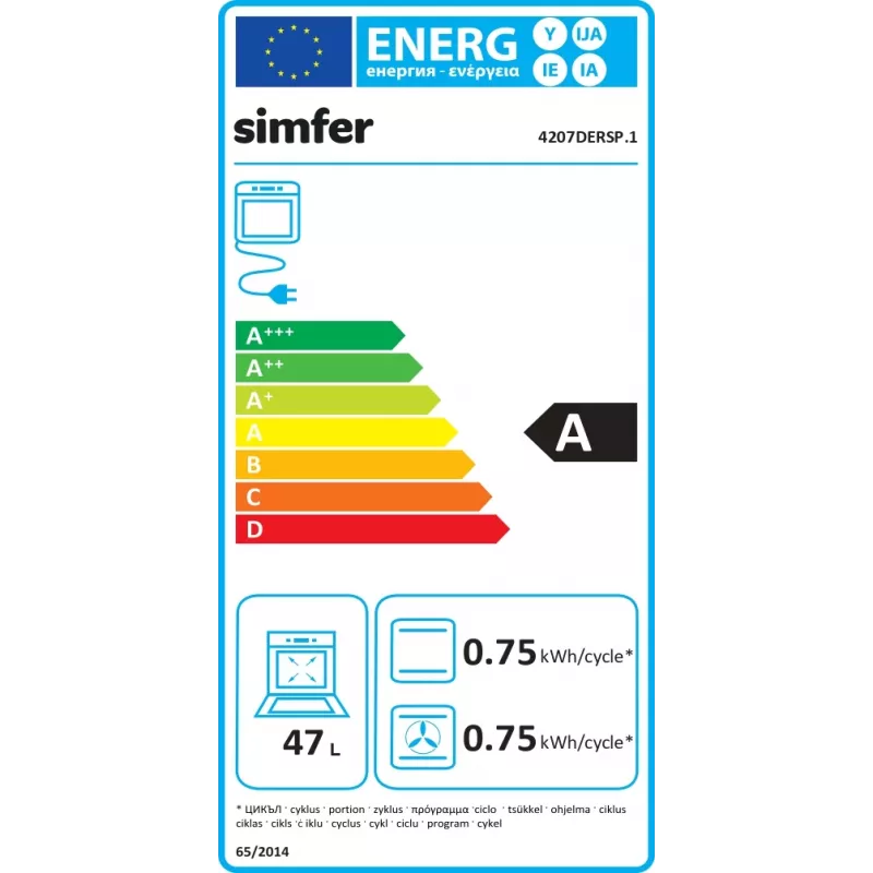 Vstavaná rúra SIMFER 4207DERSP.1 — 47 L, multifunkčná, manuálne pop-up ovládače, čierna, 59,5×45 cm