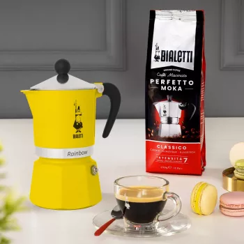 Moka kanvica Bialetti Rainbow čierna žltá