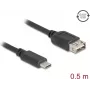 USB kábel DELOCK 81535 USB 2.0, USB-C na USB-A, 0,5 m, čierny