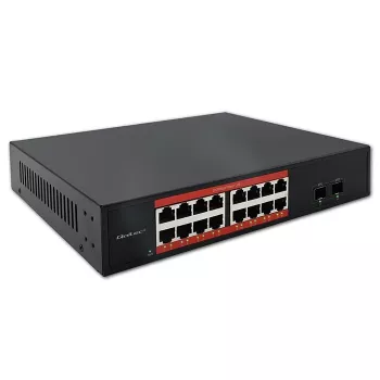 Sieťový switch QOLTEC 52364 — Gigabit Ethernet PoE 16xRJ45, 2xSFP