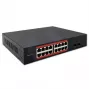 Sieťový switch QOLTEC 52364 — Gigabit Ethernet PoE 16xRJ45, 2xSFP