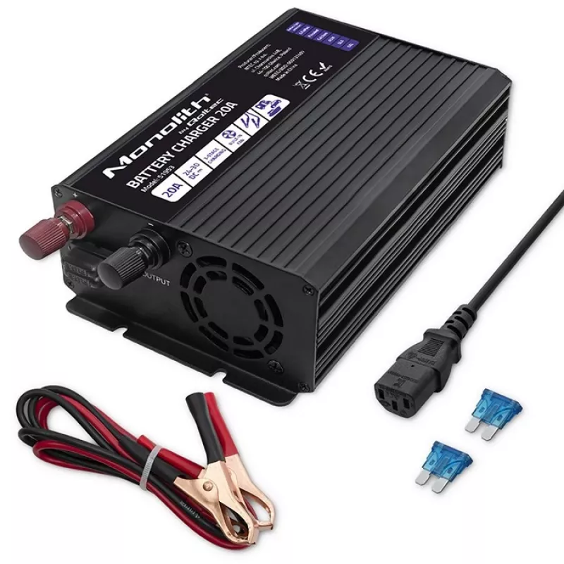 Qoltec Smart Monolith nabíjačka batérií pre LiFePO4 AGM GEL SLA akumulátory | 20A | 24V