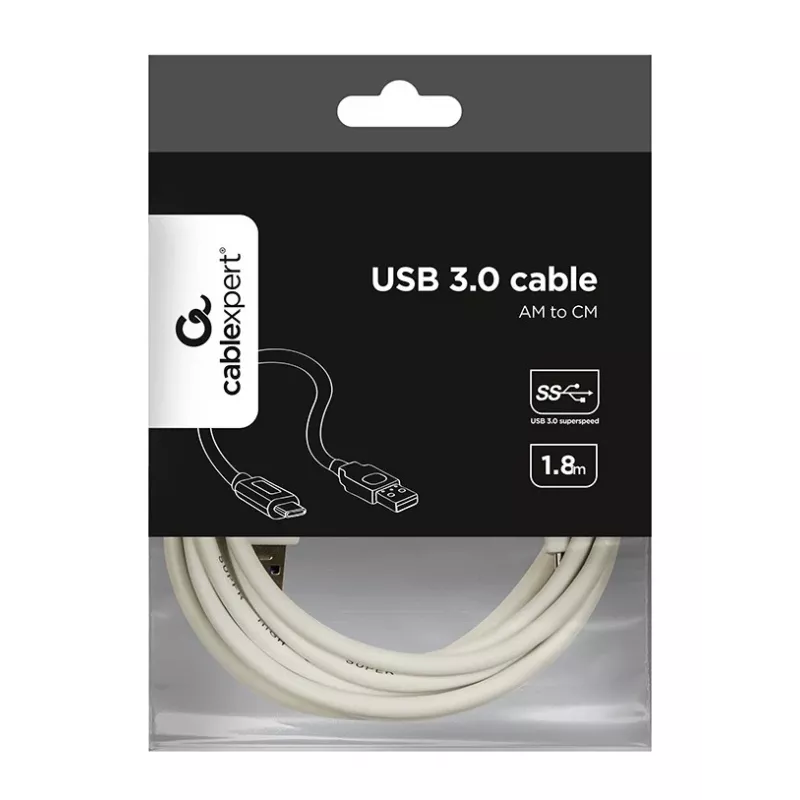 Gembird CCP-USB3-AMCM-6-W kábel USB 3.0, USB-A na USB-C, 1,8 m, biely