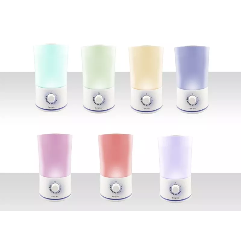 Beper 70.401 ultrazvukový aróma difuzér a zvlhčovač vzduchu, 2,4 l, 7-farebné LED, 25 W