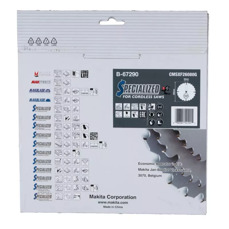 T.C.T. pílový kotúč 260X2.15X30mm 10° T80 EFFICUT